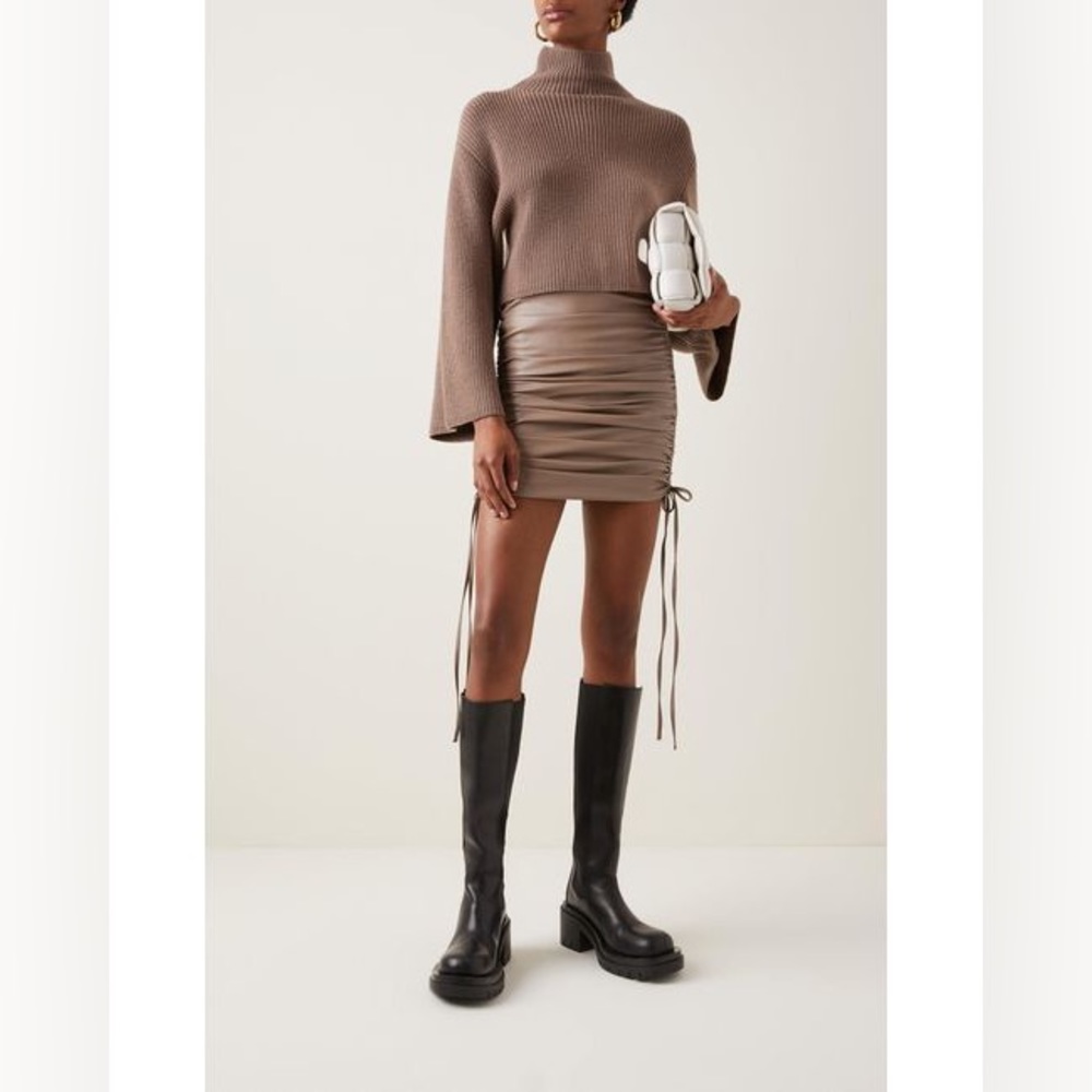LAPOINTE Brown Faux Leather Mini Skirt Size 0 US $790